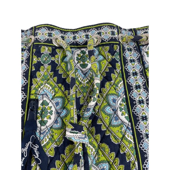 Vera Bradley Backsack String Bag Backpack Cambridge Blue & Green - Picture 2 of 12